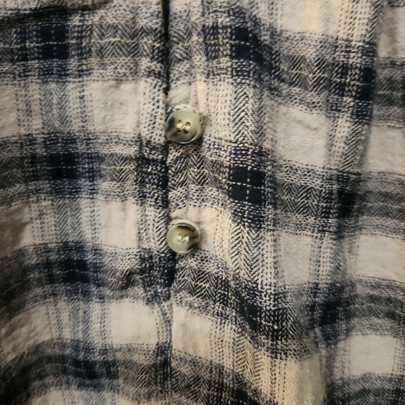 Boutique Cottagecore Plaid Peasant Henley Boho Blouse Sz M - Picture 3 of 8